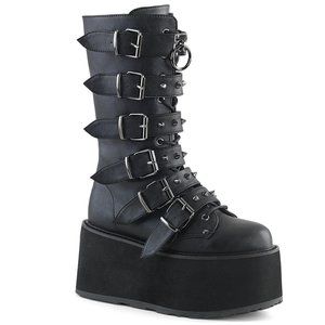 Demonia Damned-225 Black Vegan Platform Boot